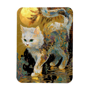Íman Serene Rinpa Cat Zen Dourado japonês