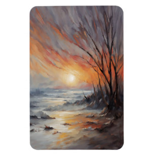 Íman Serene Winter Sunset - Nature Landscape Art
