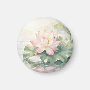 Íman Serenidade do Lótus Rosa em Aquarela