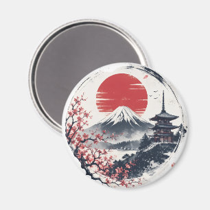 Íman Serenidade do Pôr do Sol no Monte Fuji – Arte Japo