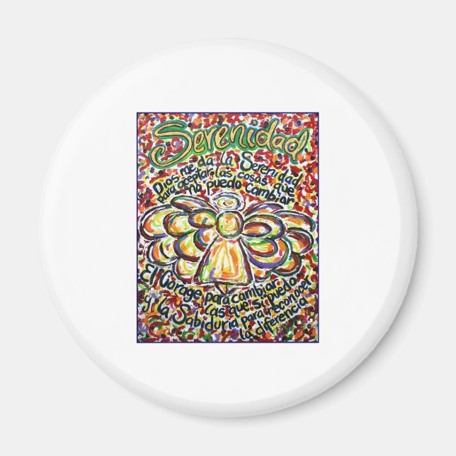 Íman Serenity Prayer Angel (Texto Espanhol) (Frente)