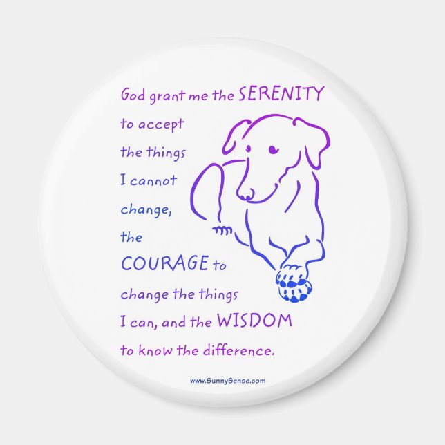 Íman Serenity Prayer com Ímanes de cão (Frente)