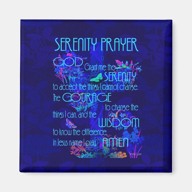 Íman Serenity Prayer em Azul (Frente)