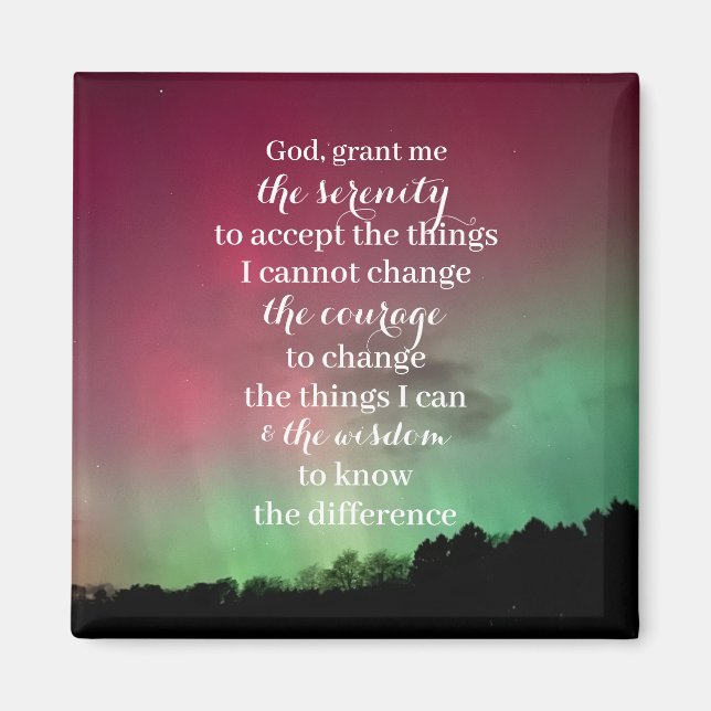 Íman Serenity Prayer Magnet with Aurora Background (Frente)