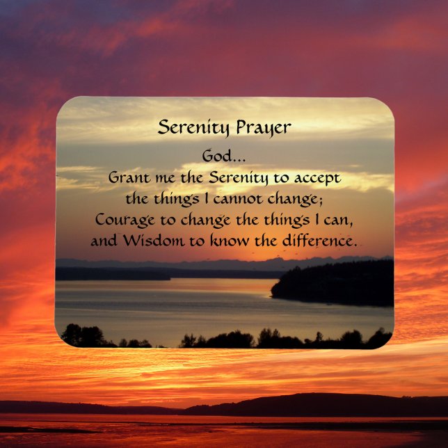 Íman Serenity Prayer Orange Seascape Sunset (Sunset Background)