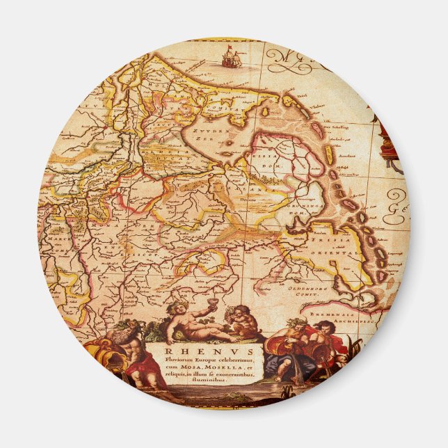 Íman Série de Mapa Germânico Willem Blaeu Old Rhineland (Frente)