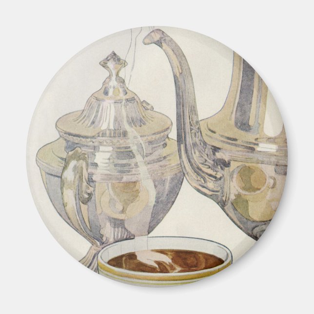 Íman Serviço de Café Prata Antiga (Frente)