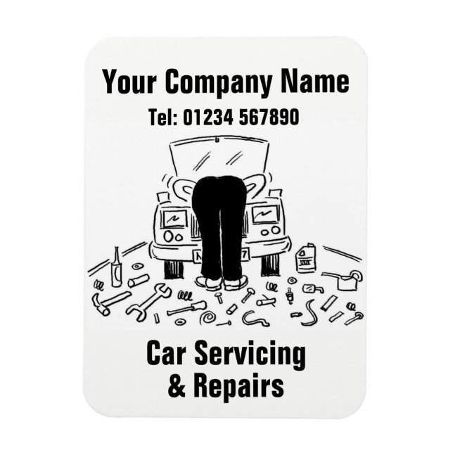 Íman Serviço e Reparos de Carros de Desenho Animado (Vertical)