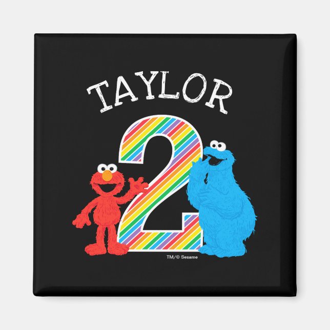 Íman Sesame Street Pals Chalkboard Rainbow 2nd Birthday (Frente)