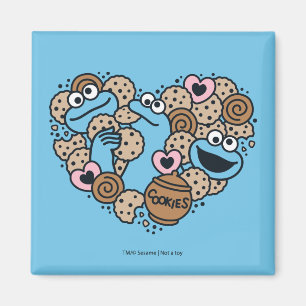 Íman Sésamo Sésamo Cookie Monster Doodle Heart