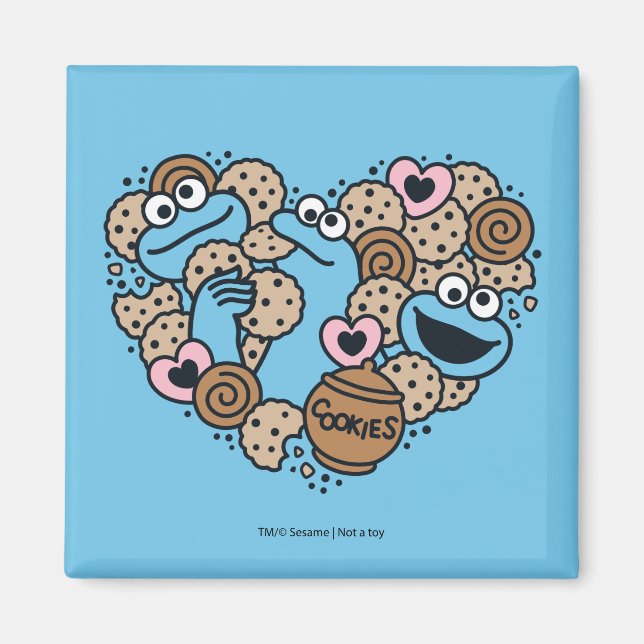 Íman Sésamo Sésamo | Cookie Monster Doodle Heart (Frente)