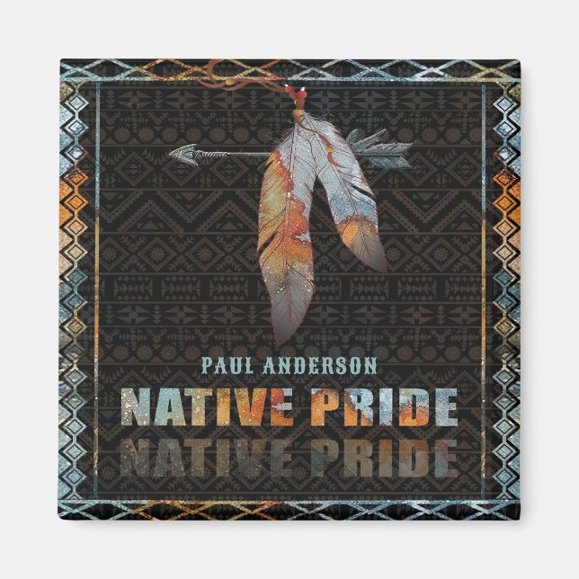 Íman Seta Tribal de Pena Indiana do Orgulho Nativo (Frente)