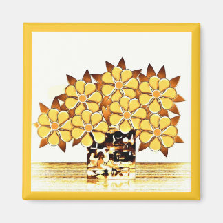 Íman Sete flores e ímã amarelo vase