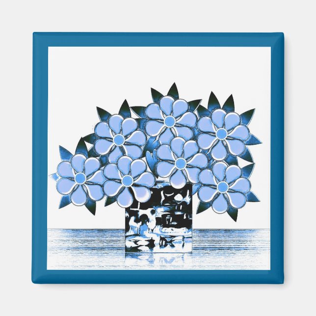 Íman Sete Flores e Vases Blues (Frente)