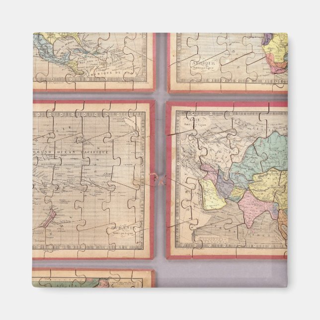 Íman Sete Mapas Quebra-cabeça do Mundo (Frente)