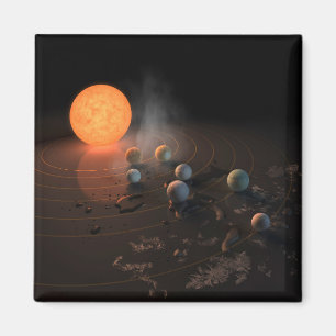 Íman Sete planetas em órbita em torno da estrela.
