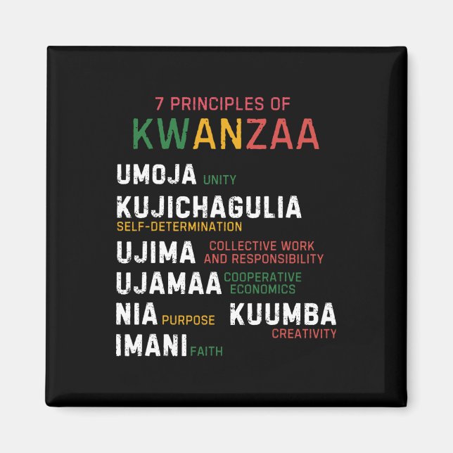 Íman Sete Princípios De Kwanzaa Happy Kwanzaa (Frente)