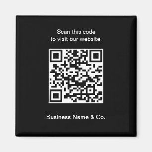 Íman Seu código QR Black White Promocional Business