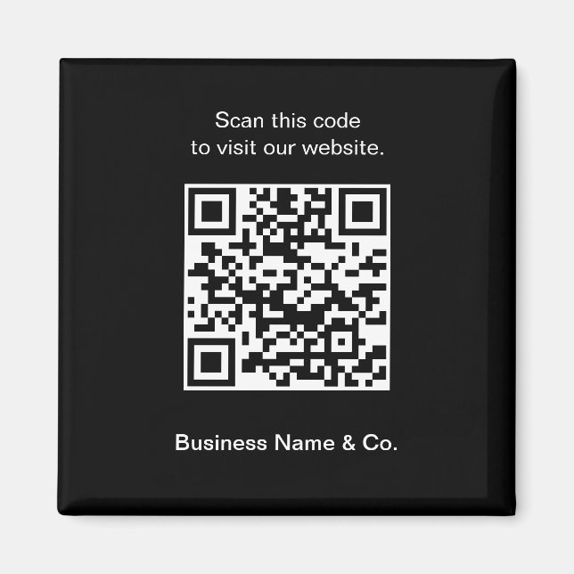 Íman Seu código QR Black White Promocional Business (Frente)