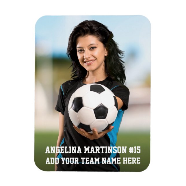 Íman Seu futebol personalizado de fotos ou seu esporte (Vertical)