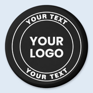 Íman Seu logotipo carregado + texto circular em negrito
