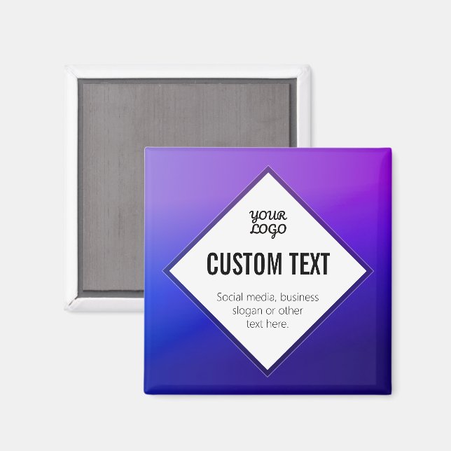 Íman Seu Logotipo e Texto Personalizável | Roxo Ombre (Front/Back)