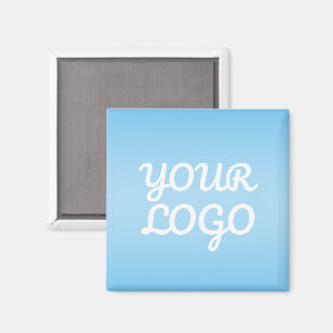 Íman Seu Logotipo & Moderno Ombre Simples   Azul Claro