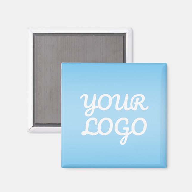 Íman Seu Logotipo & Moderno Ombre Simples | Azul Claro (Front/Back)