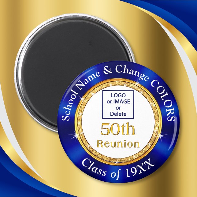 Íman Seu LOGOTIPO ou IMAGEM, 50ª classe de presentes de (Cheap 50th class reunion gifts. 50 year high school reunion gifts. 50th class reunion party favors. )