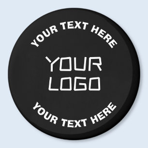 Íman Seu logotipo ou imagem e texto editável Preto e