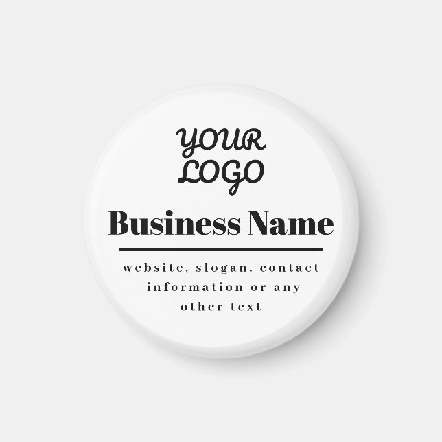 Íman Seu logotipo preto e branco retrormoderno (Frente)