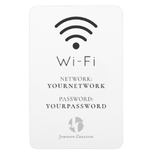 Íman Seu Logotipo - Sinal branco minimalista de Wi-Fi