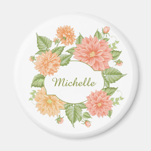 Íman Seu nome em um ímã de quadro de flores