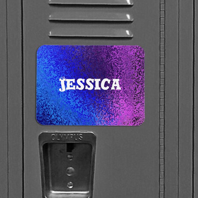 Íman Seu nome Shades de Azul e Roxo (Personalized Blue & Purple Shiny Gradient Flexible Magnet)