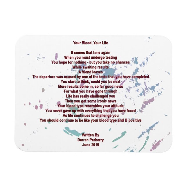 Íman Seu sangue, sua vida 7 cm x 10 cm de ímã flexível (Horizontal)