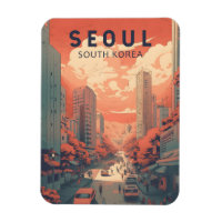 Seul Coreia do Sul Ilustração Art Vintage