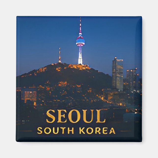 Íman ✈️ Seul Coreia do Sul Presente de Viagem 🌆 (Frente)