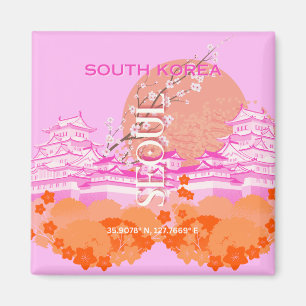 Íman Seul Coreia do Sul, Viagem Art, rosa