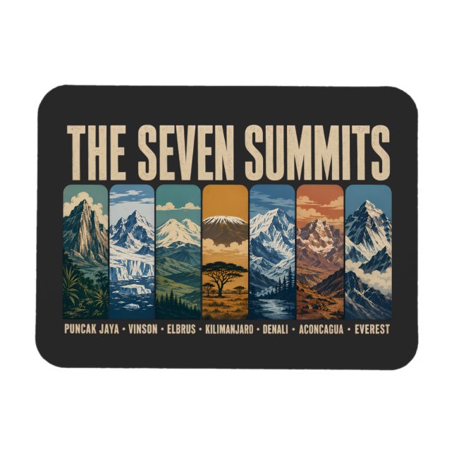 Íman Seven Summits Mountain Landmarks Illustration (Horizontal)