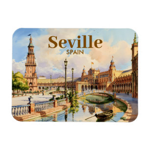 Íman Sevilha Espanha Praça de Espanha Aquarela Personal