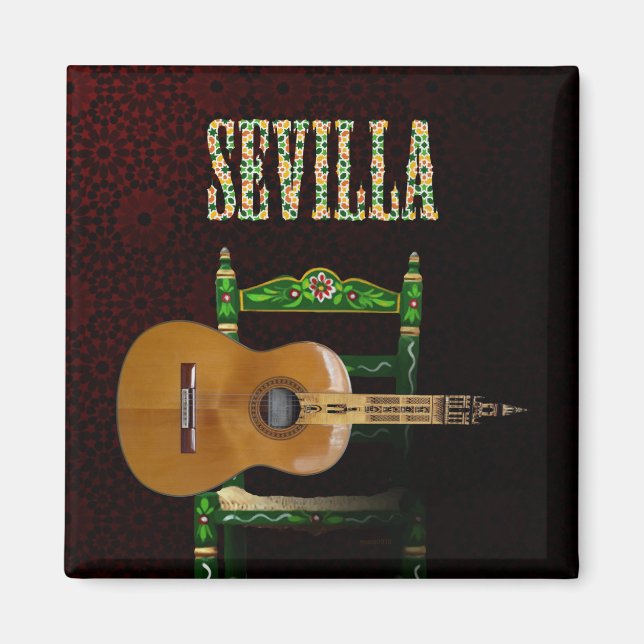Íman SEVILLA. Guitarra flamenca con Giralda de Sevilla. (Frente)