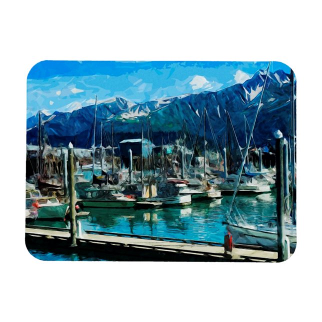Íman Seward Harbour Alaska Abstrato Impressionism (Horizontal)