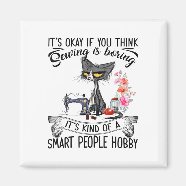 Íman Sewing Machine Craft Quilting Sewer Cat Sewing  (Frente)