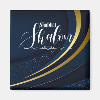 Íman Shabbat Shalom Azul Dourado Listra Geométrica
