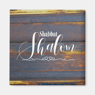Íman Shabbat Shalom Blue Dourado Madeira meteorizada