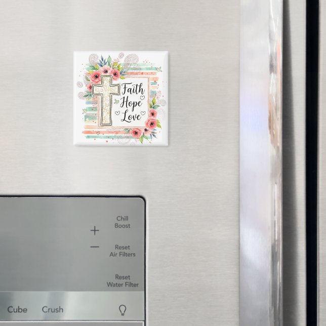 Íman Shabby Chic floral Faith Hope Love (In Situ (Fridge))