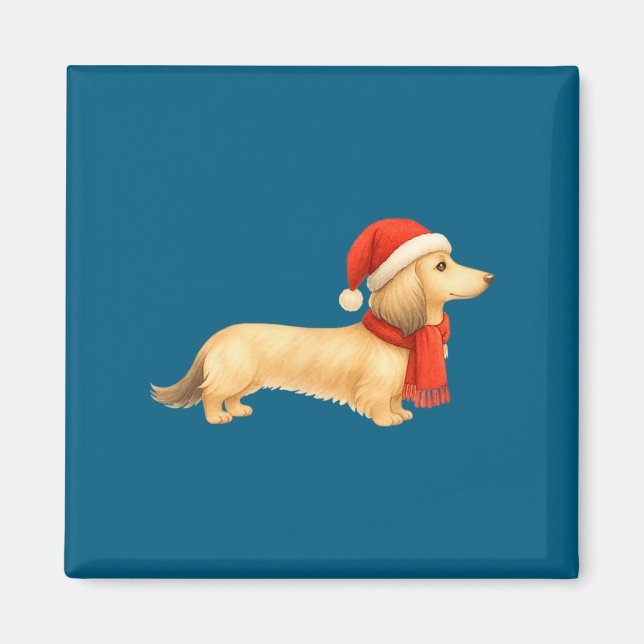 Íman Shaded Cream Christmas Dachshund Dog Mom Funny Cut (Frente)
