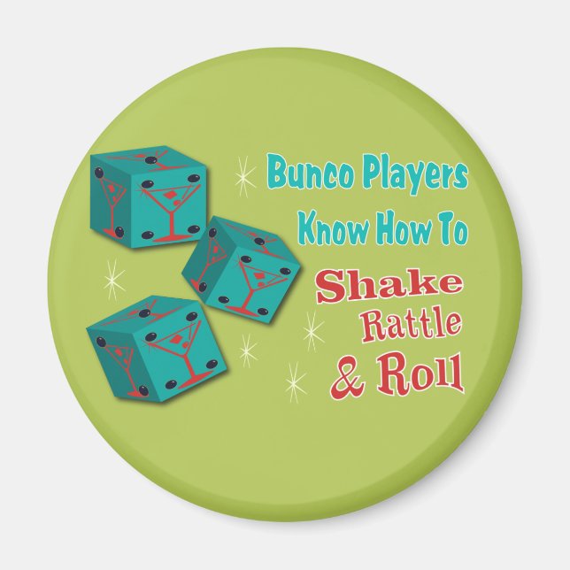 Íman Shake, Rattle and Roll Martinit Dice Bunco Design (Frente)