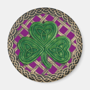 Íman Shamrock and Celtic Knos Magnet Purple