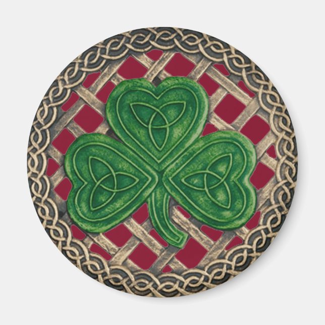 Íman Shamrock and Celtic Knos Magnet Red (Frente)